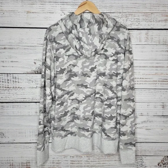 Eddie Bauer Full Zip Fleece Hoodie Grey Camo XXL - Picture 2 of 2